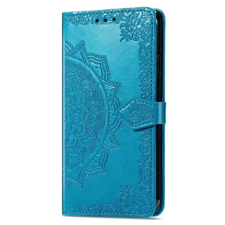 Чехол из искусственной кожи Mandala Flower Imprinting для Samsung Galaxy M23 5G/F23 5G, с полным покрытием корпуса, с подставкой и отделениями для карт - Синий