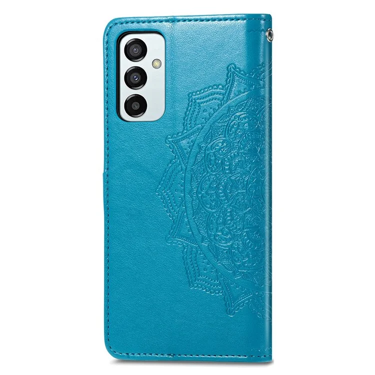 Чехол из искусственной кожи Mandala Flower Imprinting для Samsung Galaxy M23 5G/F23 5G, с полным покрытием корпуса, с подставкой и отделениями для карт - Синий