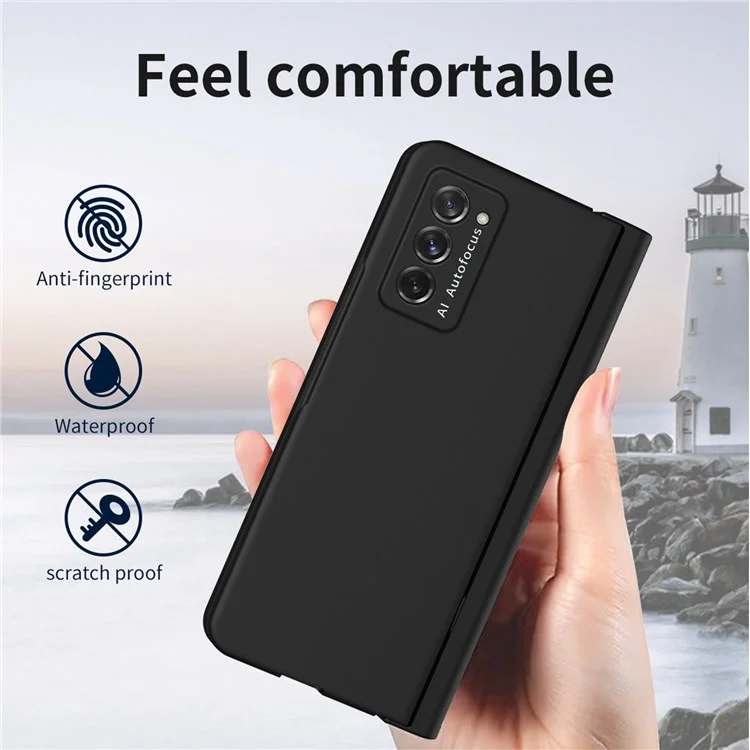 Capa Flip de Telefone PC Duro para Samsung Galaxy Z Fold2 5G, Capa à Prova de Choque com Protetor de Tela - Preto