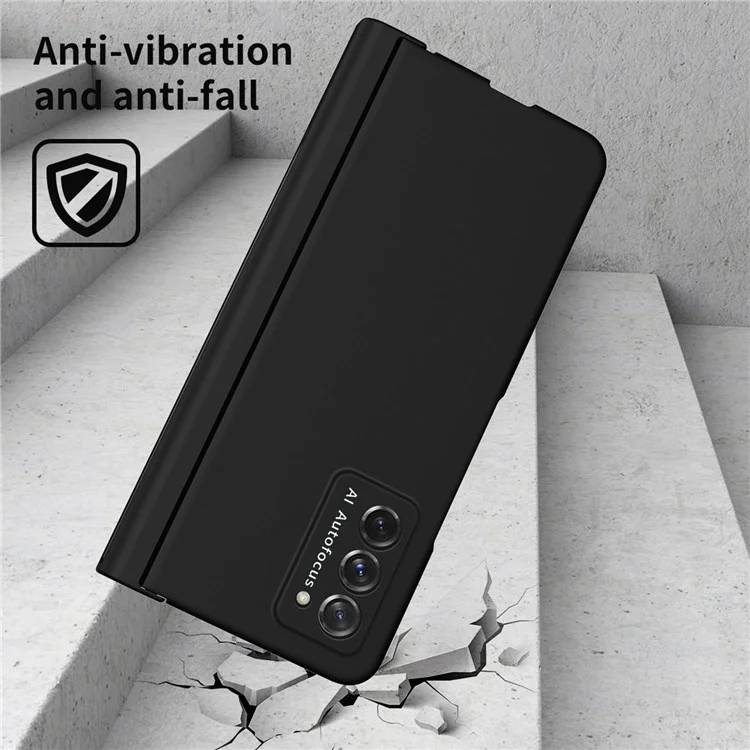Capa Flip de Telefone PC Duro para Samsung Galaxy Z Fold2 5G, Capa à Prova de Choque com Protetor de Tela - Preto