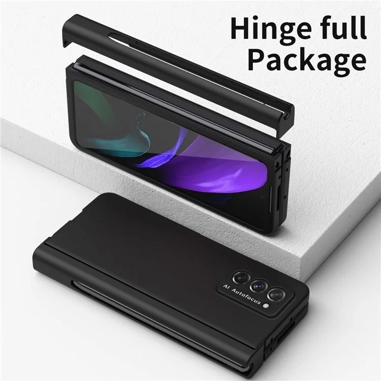 Capa Flip de Telefone PC Duro para Samsung Galaxy Z Fold2 5G, Capa à Prova de Choque com Protetor de Tela - Preto