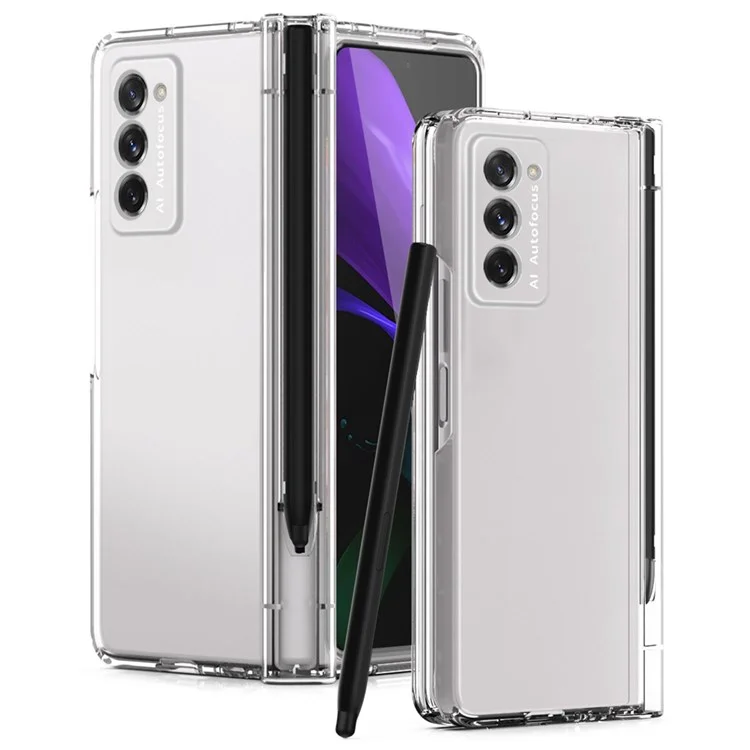 Твердый Корпус Телефона Для Компьютера Для Samsung Galaxy Z Fold2 5G Shock -rayper с Защитой Экрана - Прозрачный
