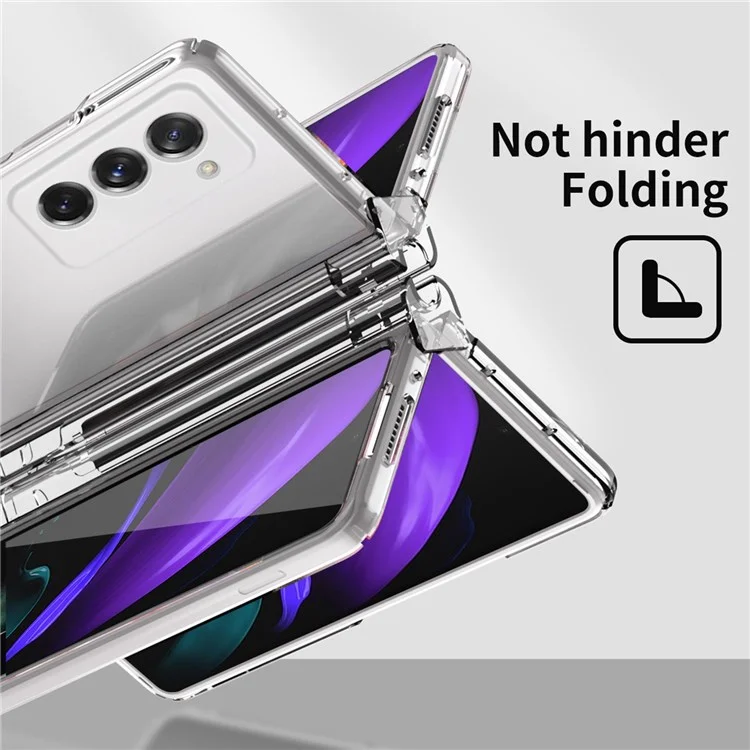 Твердый Корпус Телефона Для Компьютера Для Samsung Galaxy Z Fold2 5G Shock -rayper с Защитой Экрана - Прозрачный