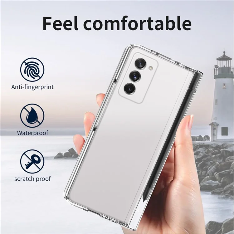 Твердый Корпус Телефона Для Компьютера Для Samsung Galaxy Z Fold2 5G Shock -rayper с Защитой Экрана - Прозрачный