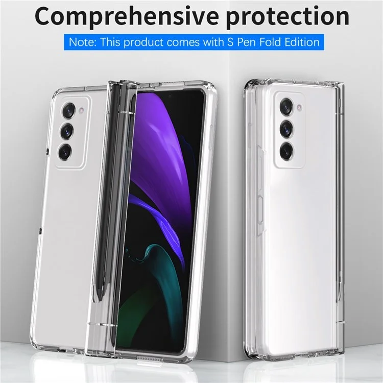 Твердый Корпус Телефона Для Компьютера Для Samsung Galaxy Z Fold2 5G Shock -rayper с Защитой Экрана - Прозрачный