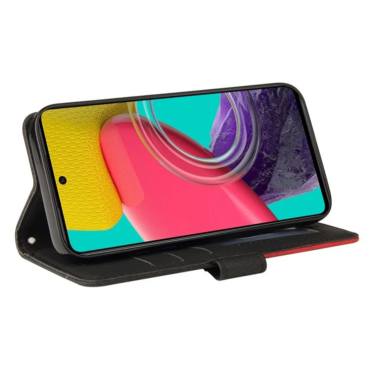 Para o Samsung Galaxy M53 5g, Estilo de Carteira da Moda de Cor de Cor de Cor de Cor de Couro Dupla, Capa de Couro Com Cinta - Preto