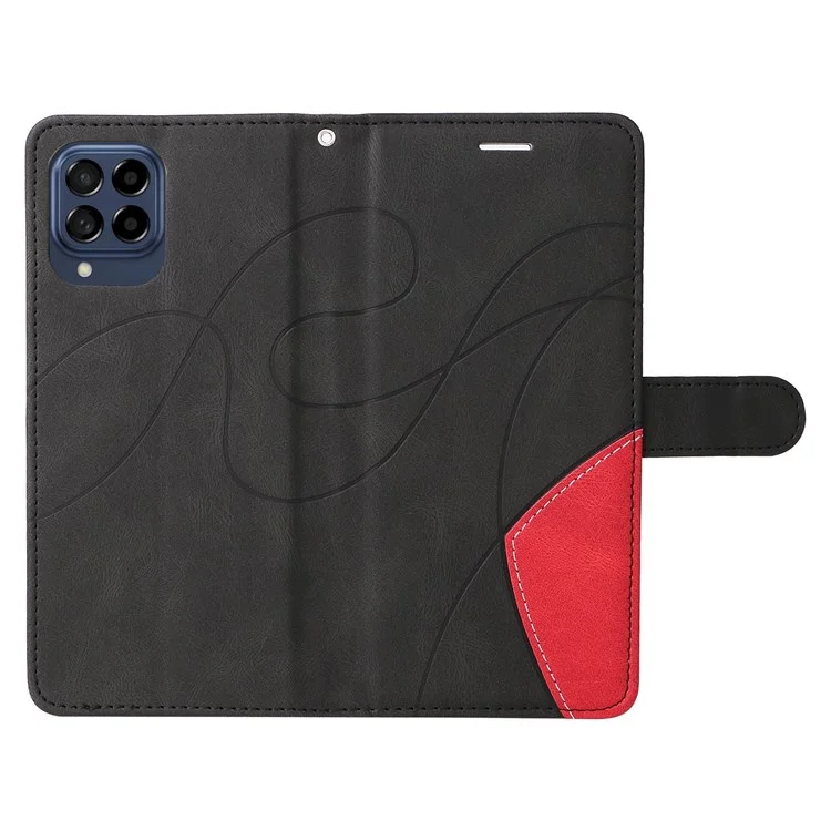 Para o Samsung Galaxy M53 5g, Estilo de Carteira da Moda de Cor de Cor de Cor de Cor de Couro Dupla, Capa de Couro Com Cinta - Preto