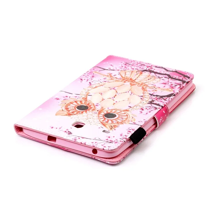 Smart Leather Wallet Case for Samsung Galaxy Tab E 8.0 T375 T377 - Diamante Owl Pattern