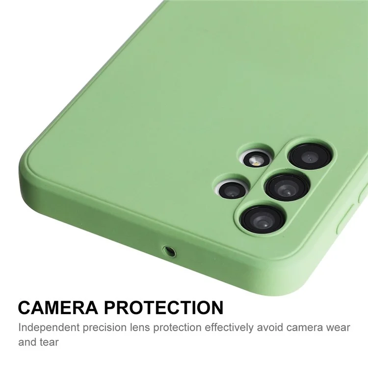 ENKAY HAT PRINCE Custodia in silicone liquido per Samsung Galaxy A32 5G/M32 5G, design con bordi diritti senza impronte digitali, protezione per l'obiettivo della fotocamera - Verde chiaro