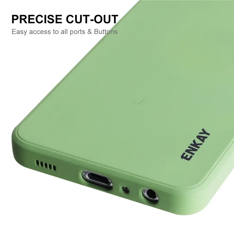 ENKAY HAT PRINCE Custodia in silicone liquido per Samsung Galaxy A32 5G/M32 5G, design con bordi diritti senza impronte digitali, protezione per l'obiettivo della fotocamera - Verde chiaro