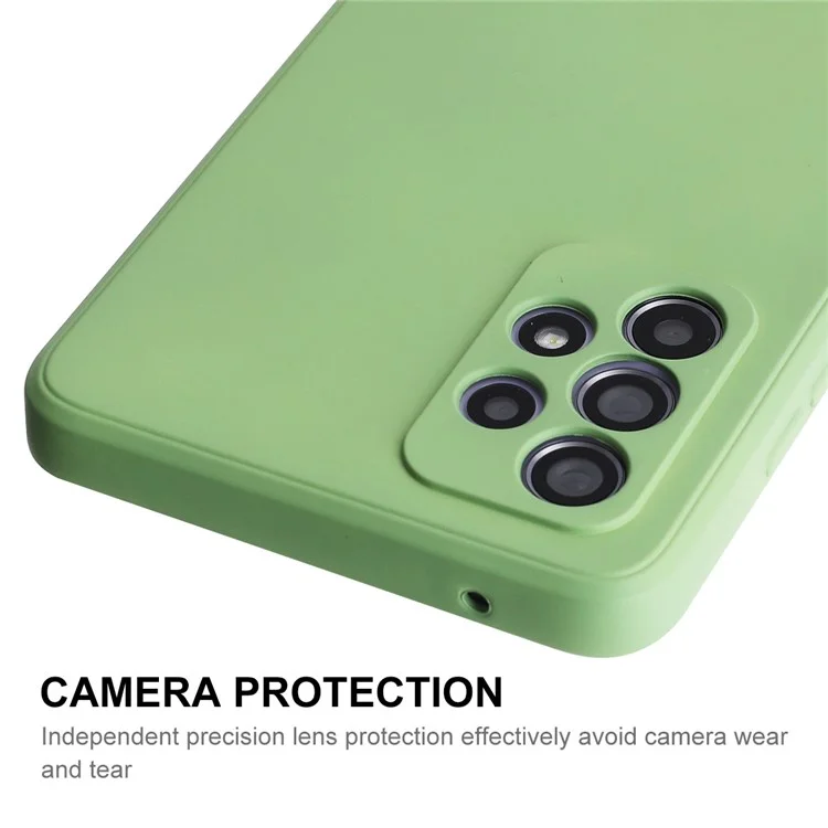 ENKAY HAT PRINCE Liquid Silicone Case for Samsung Galaxy A52 4G/5G/A52s 5G, Shockproof Straight Edge Design Camera Protection Lens Protector Cover - Light Green