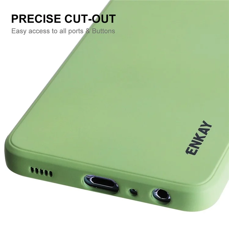 ENKAY HAT PRINCE Liquid Silicone Case for Samsung Galaxy A52 4G/5G/A52s 5G, Shockproof Straight Edge Design Camera Protection Lens Protector Cover - Light Green