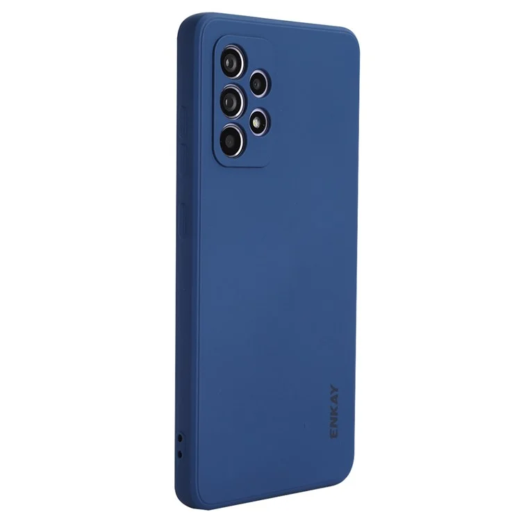 ENKAY HAT PRINCE Custodia in silicone liquido per Samsung Galaxy A52 4G/5G/A52s 5G, design con bordi dritti, protezione per l'obiettivo della fotocamera, colore blu scuro