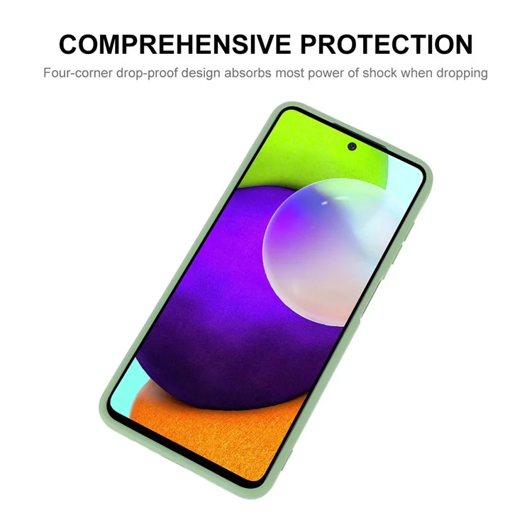 ENKAY HAT PRINCE Custodia in silicone liquido per Samsung Galaxy A52 4G/5G/A52s 5G, design con bordi dritti, protezione per l'obiettivo della fotocamera, colore blu scuro