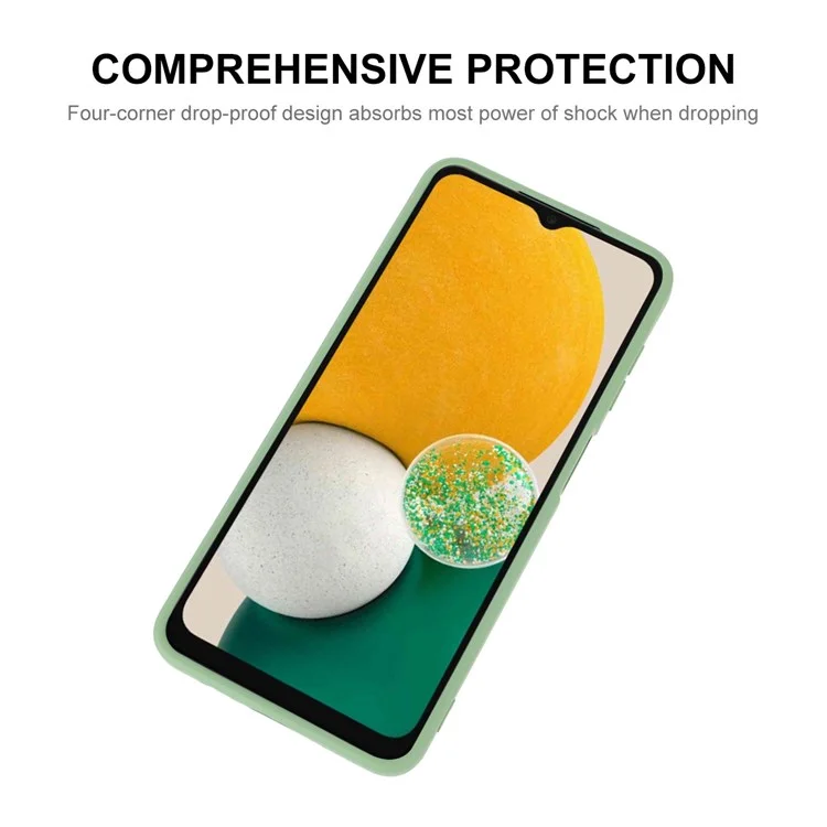 ENKAY HAT PRINCE Liquid Silicone Case for Samsung Galaxy A13 5G / A04s 4G (164.7 x 76.7 x 9.1 mm), Bump Proof Straight Edge Design Camera Protection Lens Protector Cover - Light Green