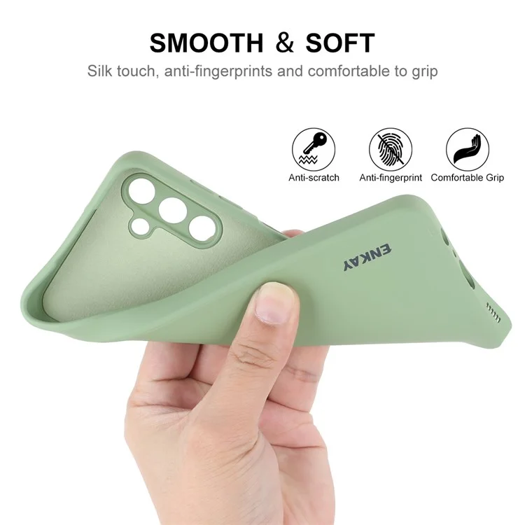 ENKAY HAT PRINCE Liquid Silicone Case for Samsung Galaxy A13 5G / A04s 4G (164.7 x 76.7 x 9.1 mm), Bump Proof Straight Edge Design Camera Protection Lens Protector Cover - Light Green