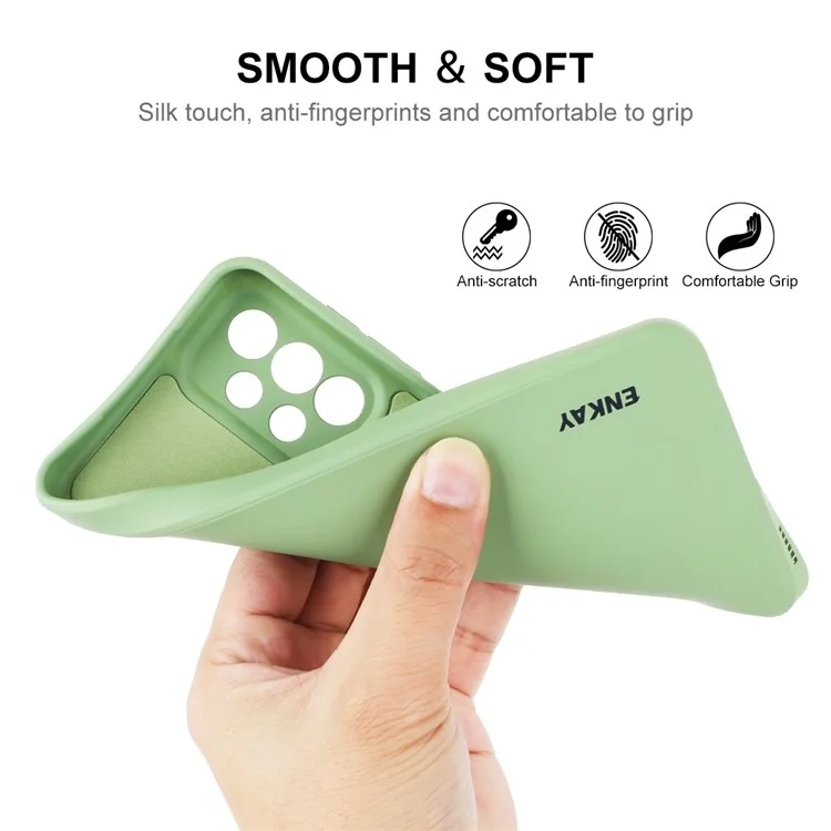 ENKAY HAT PRINCE Жидкий силиконовый чехол для Samsung Galaxy A23 4G / 5G (глобальная версия), Anti-collision Straight Edge Design Camera Protection Lens Protector Cover - Light Green
