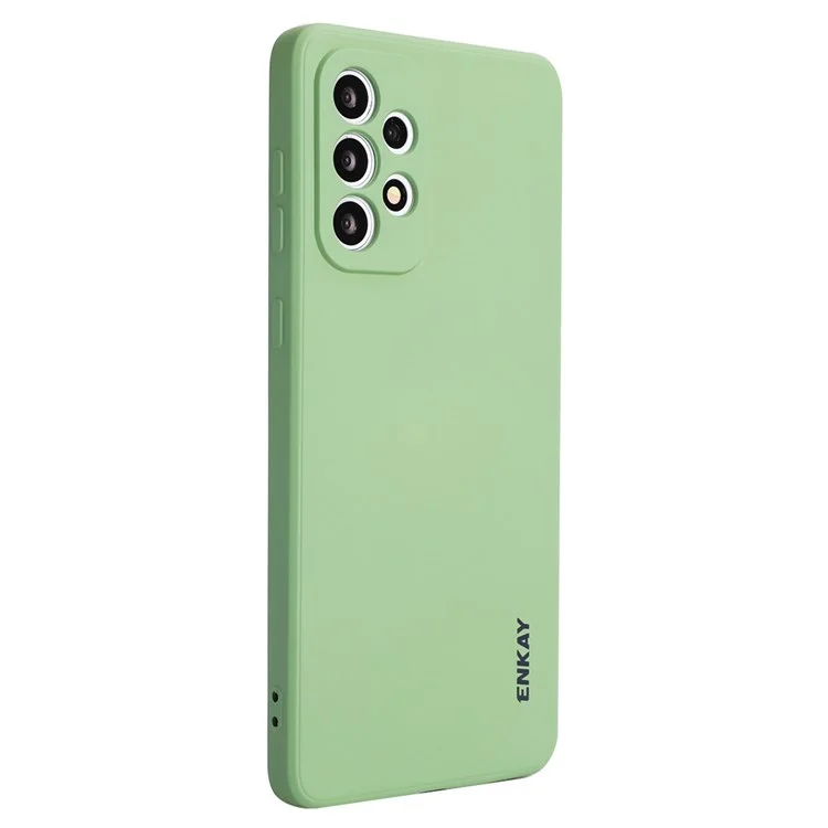 Enkay Hat Prince Liquid Silicone Case Para Samsung Galaxy A73 5G, Cubierta Protectora de Lente de Protección de la Cámara de Diseño de Borde Recto - Verde Claro