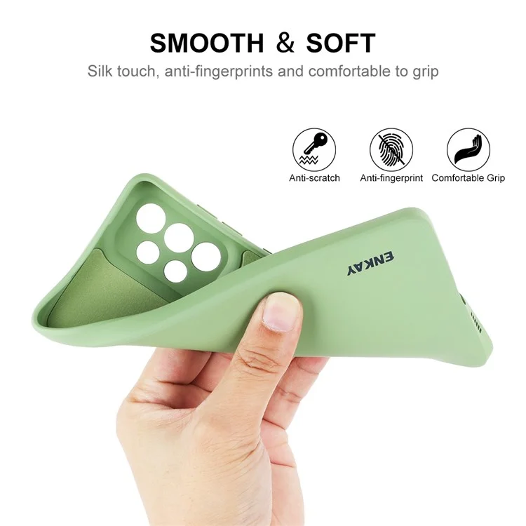 Enkay Hat Prince Liquid Silicone Case Para Samsung Galaxy A73 5G, Cubierta Protectora de Lente de Protección de la Cámara de Diseño de Borde Recto - Verde Claro