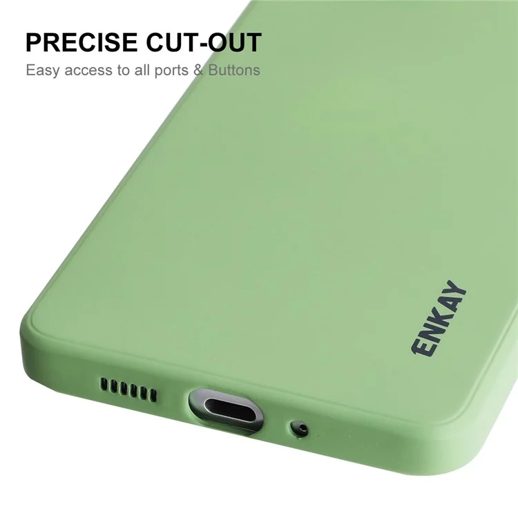 Enkay Hat Prince Liquid Silicone Case Para Samsung Galaxy A73 5G, Cubierta Protectora de Lente de Protección de la Cámara de Diseño de Borde Recto - Verde Claro