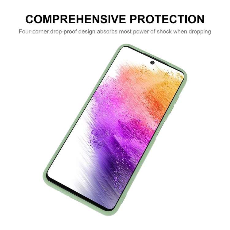 ENKAY HAT PRINCE Liquid Silicone Case for Samsung Galaxy A73 5G, Anti-fall Straight Edge Design Camera Protection Lens Protector Cover - Beige