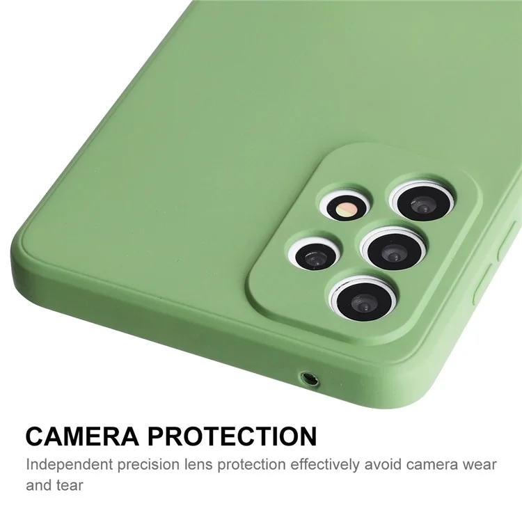 ENKAY HAT PRINCE Liquid Silicone Case for Samsung Galaxy A73 5G, Anti-fall Straight Edge Design Camera Protection Lens Protector Cover - Beige