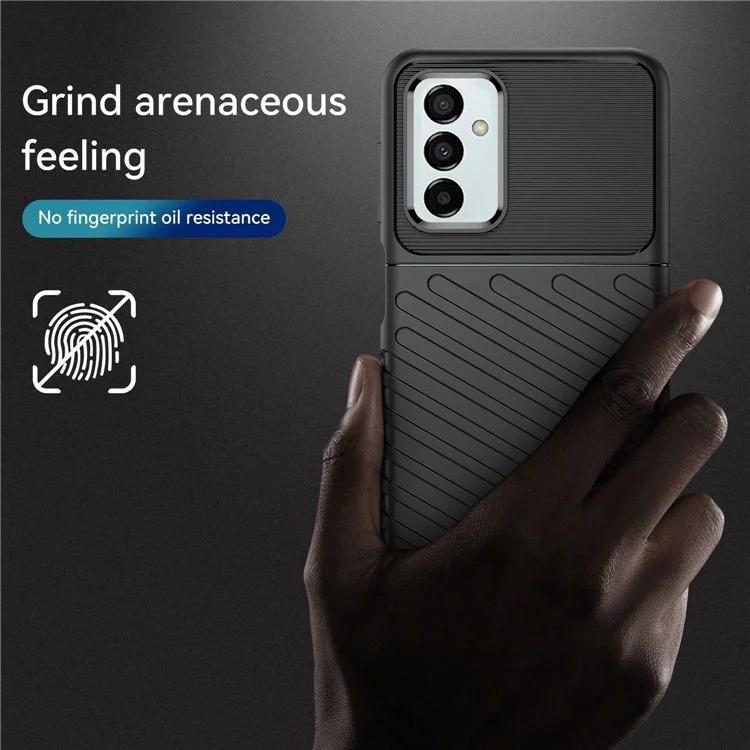 For Samsung Galaxy M23 5G/F23 5G Thunder Series Twill Texture Shockproof TPU Cover Non-Slip Protective Phone Case - Black