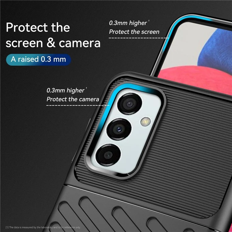 For Samsung Galaxy M23 5G/F23 5G Thunder Series Twill Texture Shockproof TPU Cover Non-Slip Protective Phone Case - Black