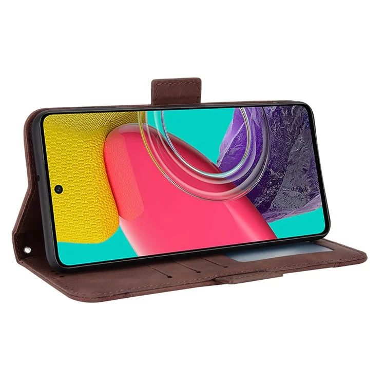 Для Samsung Galaxy M33 5G (Global Version) Flip Wallet Case Ceather Multive Card Slots Stand Magnetic Croase Cover Cover Folio Cover - Коричневый