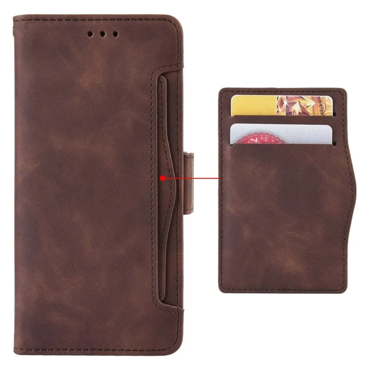 Для Samsung Galaxy M33 5G (Global Version) Flip Wallet Case Ceather Multive Card Slots Stand Magnetic Croase Cover Cover Folio Cover - Коричневый