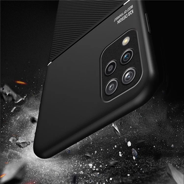 For Samsung Galaxy M33 5G (Global Version) Shockproof Phone Case Wear-resistant Precise Cutout PU Leather + TPU Imprinted Cell Phone Cover with Built-in Magnetic Metal Sheet - Black