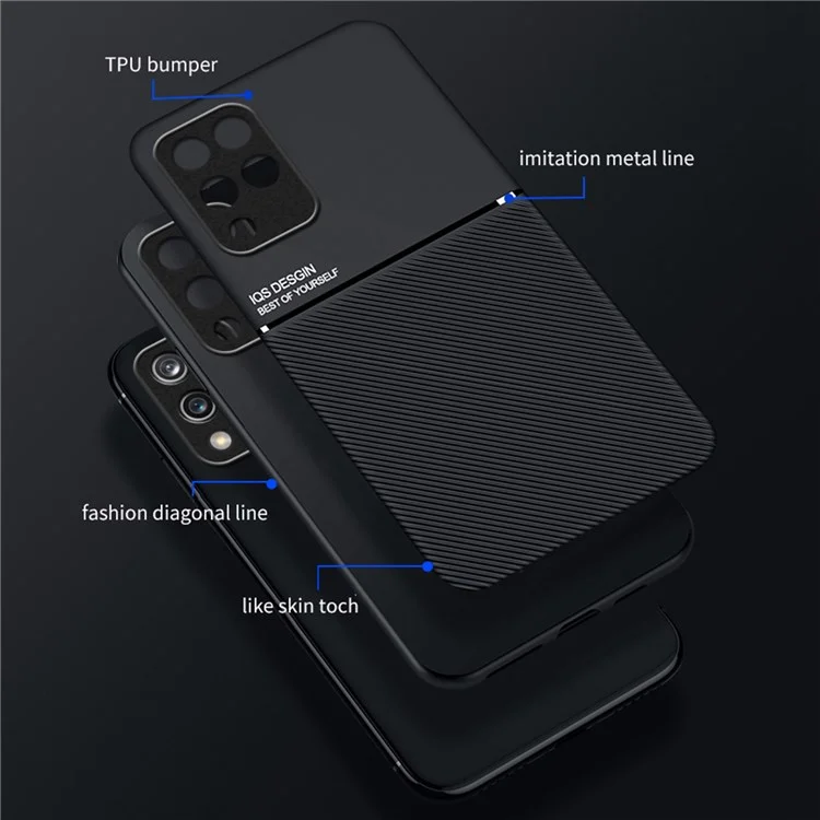 For Samsung Galaxy M33 5G (Global Version) Shockproof Phone Case Wear-resistant Precise Cutout PU Leather + TPU Imprinted Cell Phone Cover with Built-in Magnetic Metal Sheet - Black