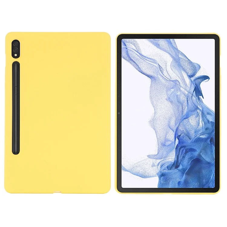 Pour Samsung Galaxy Tab S8 Ultra Microfiber Light Anti-Scratch Slim Tablet Case De Protection En Silicone Liquide - Jaune