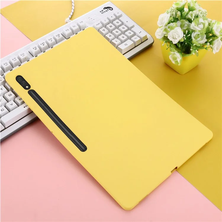 Pour Samsung Galaxy Tab S8 Ultra Microfiber Light Anti-Scratch Slim Tablet Case De Protection En Silicone Liquide - Jaune