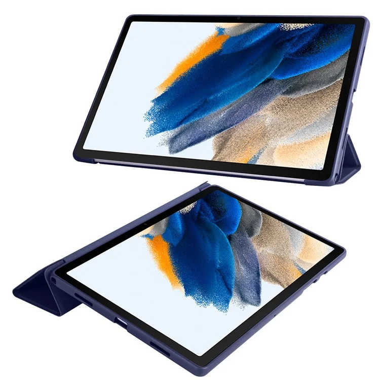 For Samsung Galaxy Tab A8 10.5 (2021) / (2022) Tri-fold Stand Tablet Case PU Leather + TPU Full Protection Auto Wake / Sleep Cover - Dark Blue