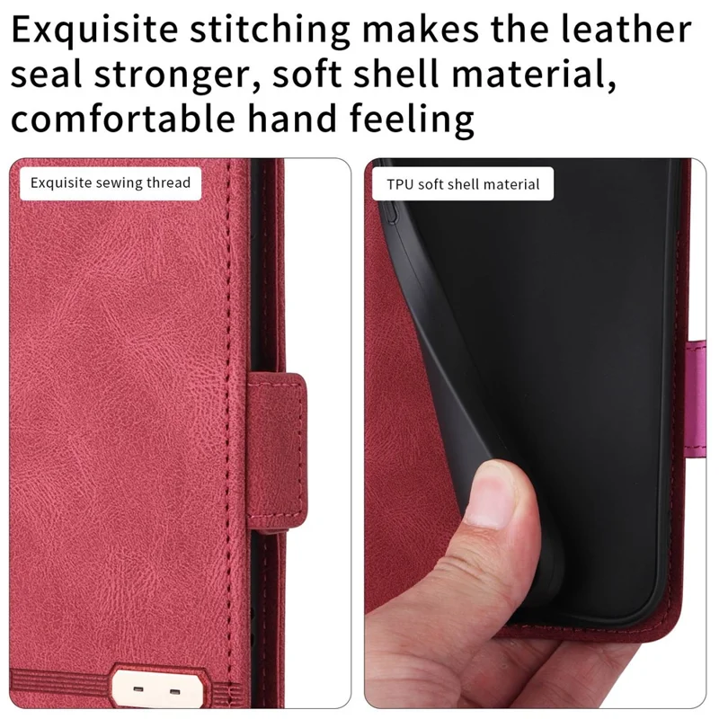 For Samsung Galaxy A22 5G (EU Version) Anti-scratch PU Leather Phone Case Hardware Design Smartphone Cover with Wallet Stand - Rose