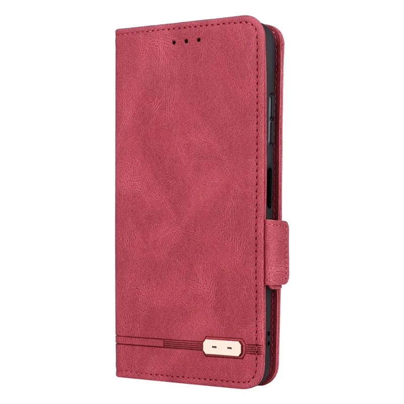 For Samsung Galaxy A22 5G (EU Version) Anti-scratch PU Leather Phone Case Hardware Design Smartphone Cover with Wallet Stand - Rose