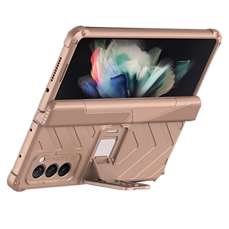 GKK Hard PC Phone Case for Samsung Galaxy Z Fold2 5G, Kickstand Design Folding Phone Protective Case - Gold