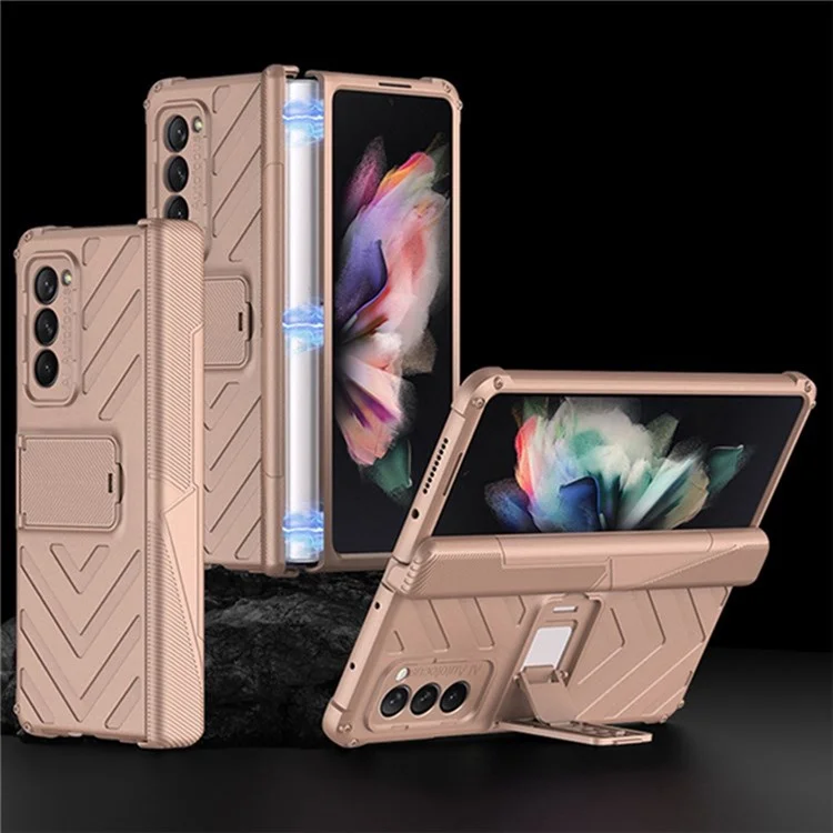 GKK Hard PC Phone Case for Samsung Galaxy Z Fold2 5G, Kickstand Design Folding Phone Protective Case - Gold