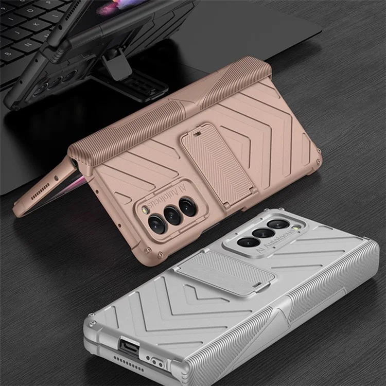 GKK Hard PC Phone Case for Samsung Galaxy Z Fold2 5G, Kickstand Design Folding Phone Protective Case - Gold