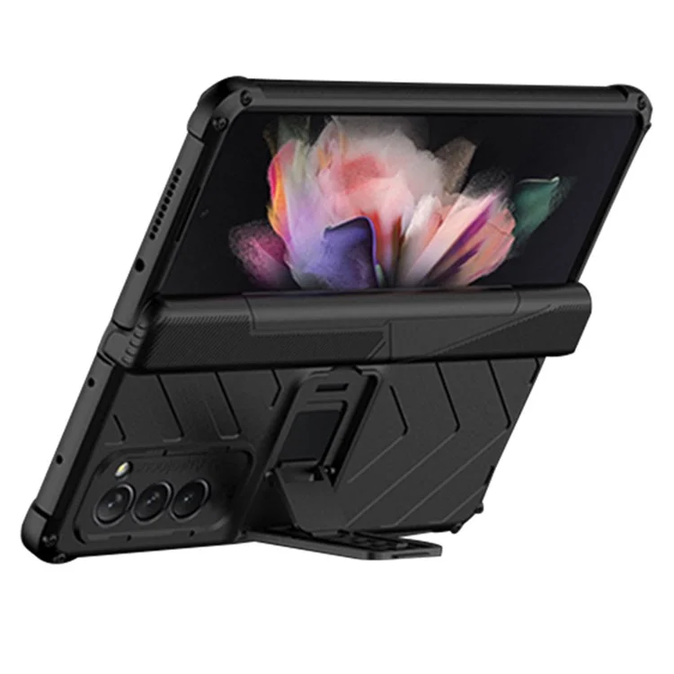 GKK Hard PC Phone Case for Samsung Galaxy Z Fold2 5G, Kickstand Design Folding Phone Protective Case - Black