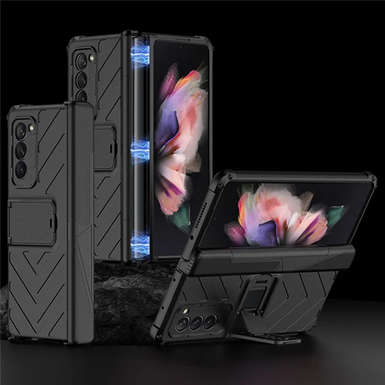 GKK Hard PC Phone Case for Samsung Galaxy Z Fold2 5G, Kickstand Design Folding Phone Protective Case - Black