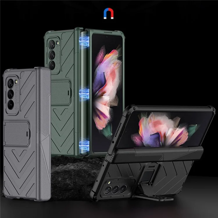 GKK Hard PC Phone Case for Samsung Galaxy Z Fold2 5G, Kickstand Design Folding Phone Protective Case - Black