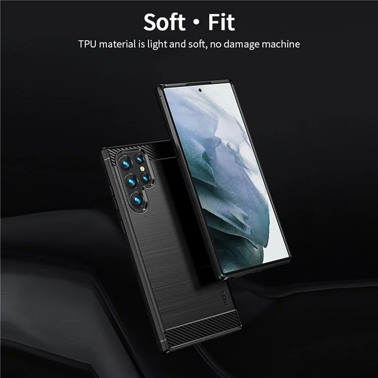 MOFI JK TPU Series-1 Pour Samsung Galaxy S22 Ultra 5G Case de Surface Brossée Résistante à L'usure - le Noir