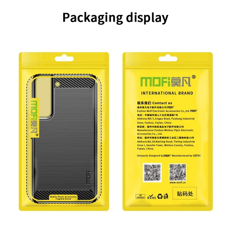 Mofi JK TPU Series-1 Для Samsung Galaxy S22+ 5G Мастичная Поверхность Углеродного Волокна Slim Phone Case TPU Anti-fingerprint Защитная Оболочка - Черный