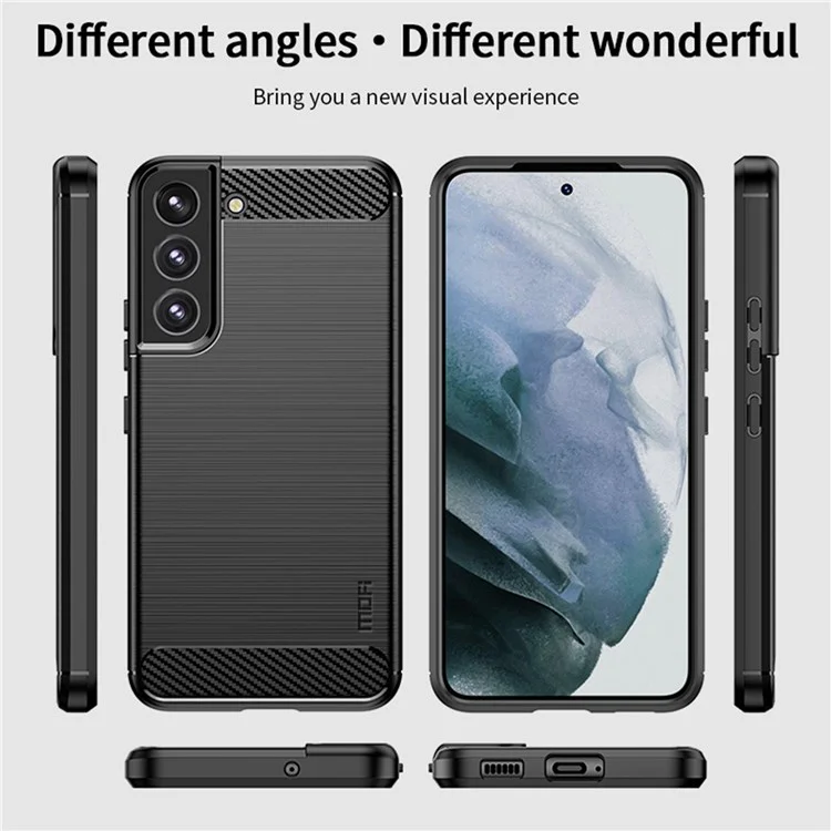 MOFI JK TPU Serie-1 Para Samsung Galaxy S22 5G Surfbured Carbon Fiber Case de Teléfono Resistente al Desgaste TPU Protective Protective - Gris