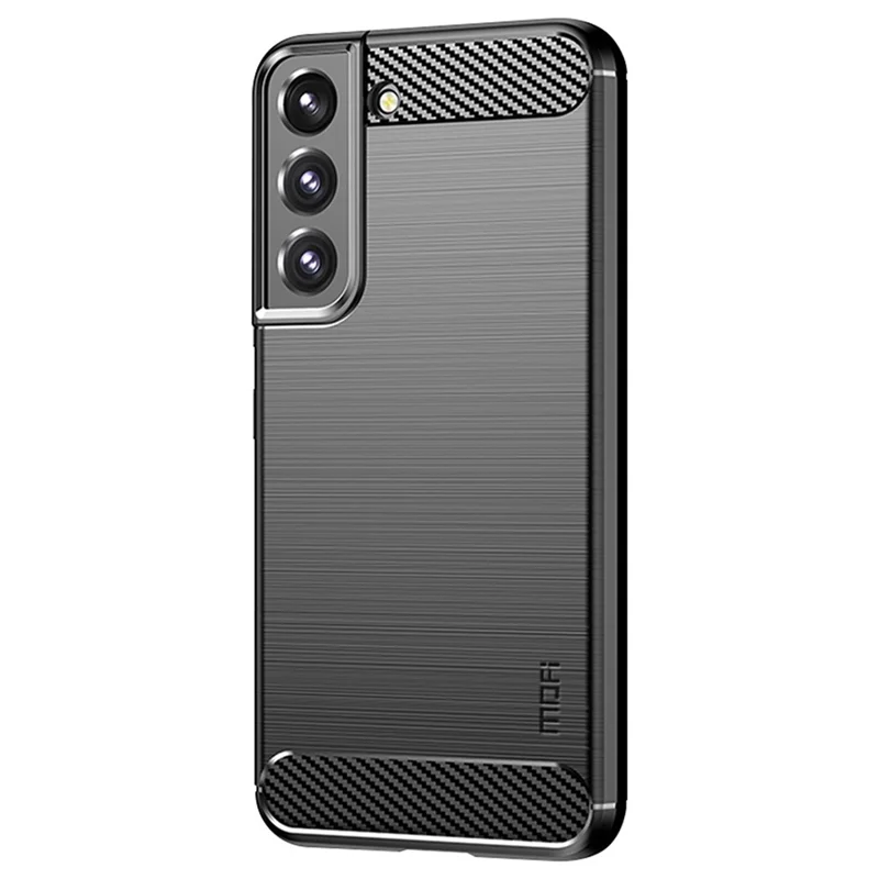 MOFI JK TPU-serie-1 til Samsung Galaxy S22 5G, telefonbeskyttelse med slibet overflade og carbonfiberdesign, slidstærk TPU-beskyttelsesdæksel - Sort