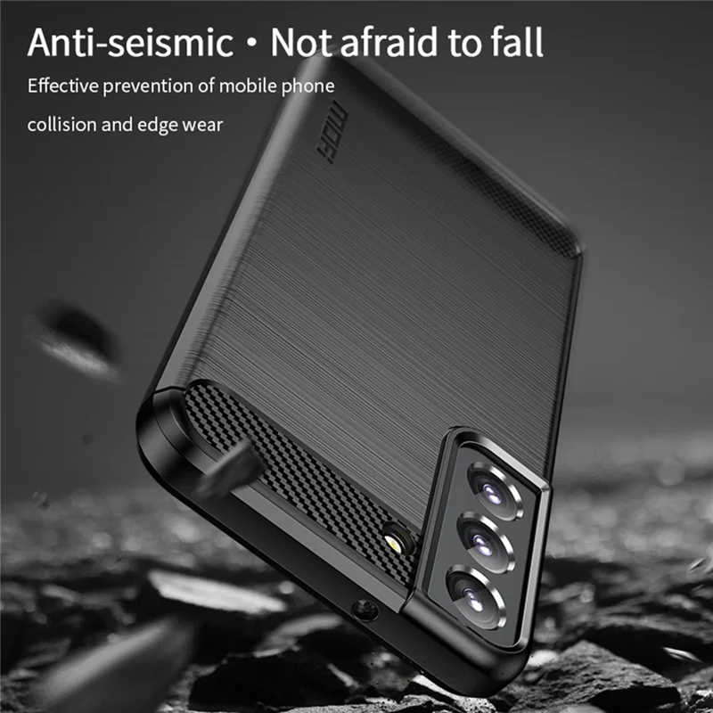 MOFI JK TPU-serie-1 til Samsung Galaxy S22 5G, telefonbeskyttelse med slibet overflade og carbonfiberdesign, slidstærk TPU-beskyttelsesdæksel - Sort