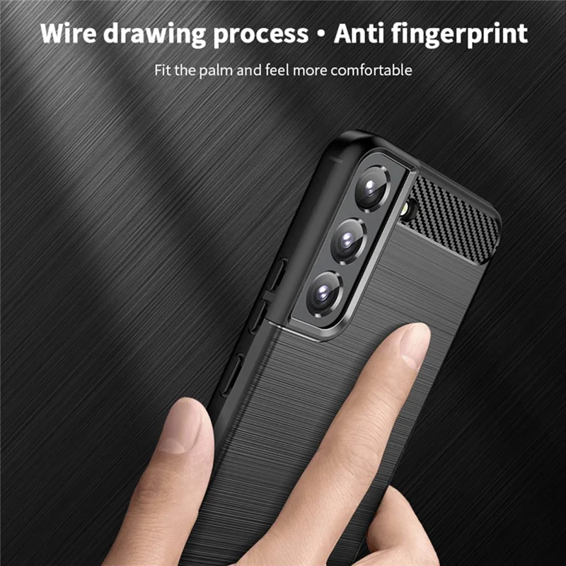 MOFI JK TPU-serie-1 til Samsung Galaxy S22 5G, telefonbeskyttelse med slibet overflade og carbonfiberdesign, slidstærk TPU-beskyttelsesdæksel - Sort