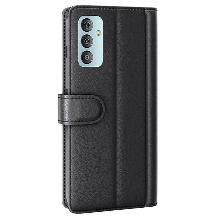 For Samsung Galaxy M23 5G / F23 5G Case Genuine Split Leather Phone Cover with Wallet Stand - Black